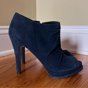 Nine West Suede Navy Blue Peep Toe Booties